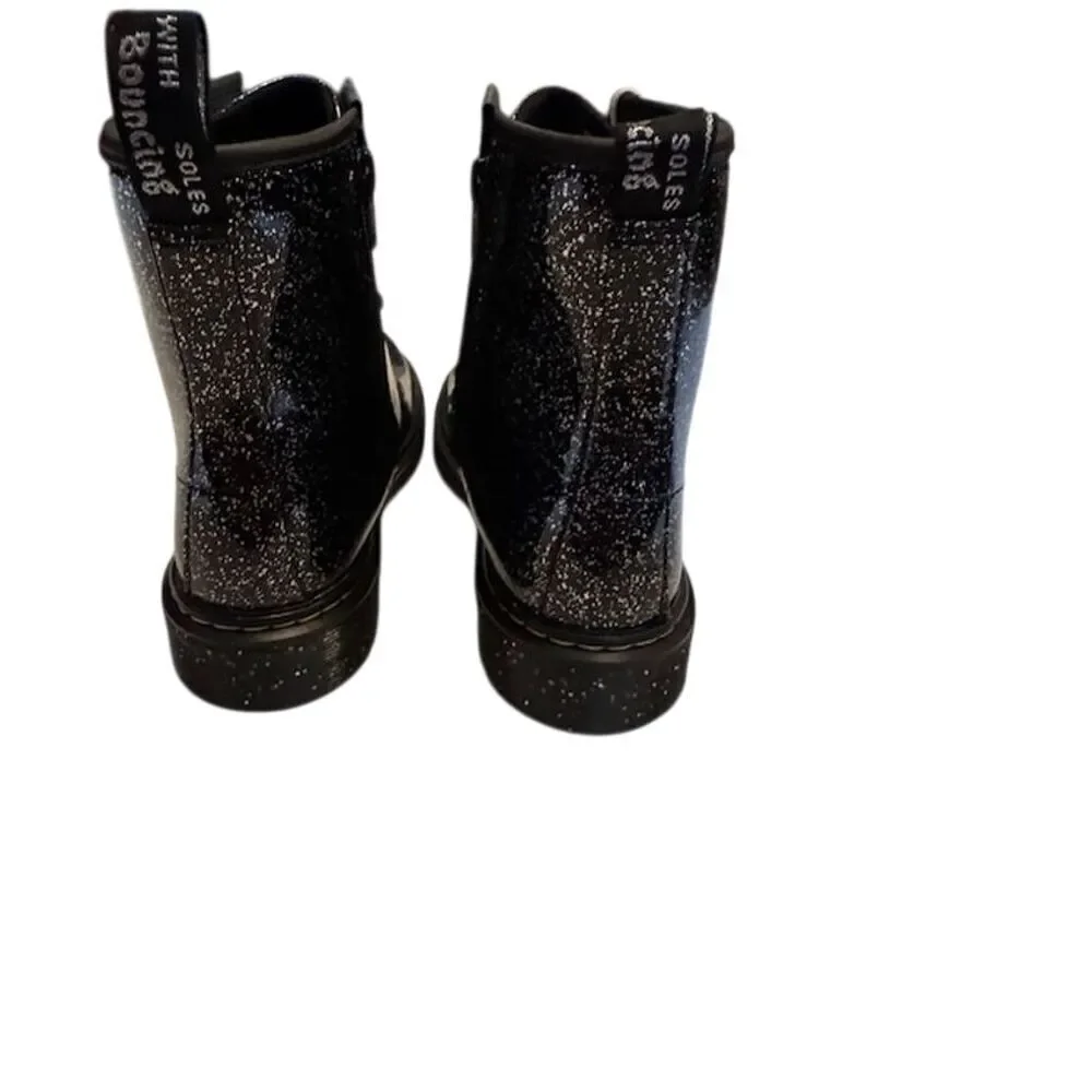 Dr. Martens 1460 Kids Black Glitter Lace-Up Boots Size 6 US